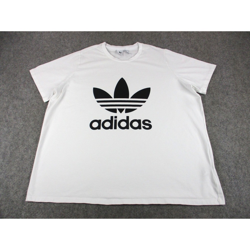 Adidas Shirt Womens Plus 4X White Black Trefoil Spell Out Crew Neck Tee Top